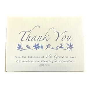 DaySpring Thank You With Religious Scripture John 1:16 8 Cards & Envelopes